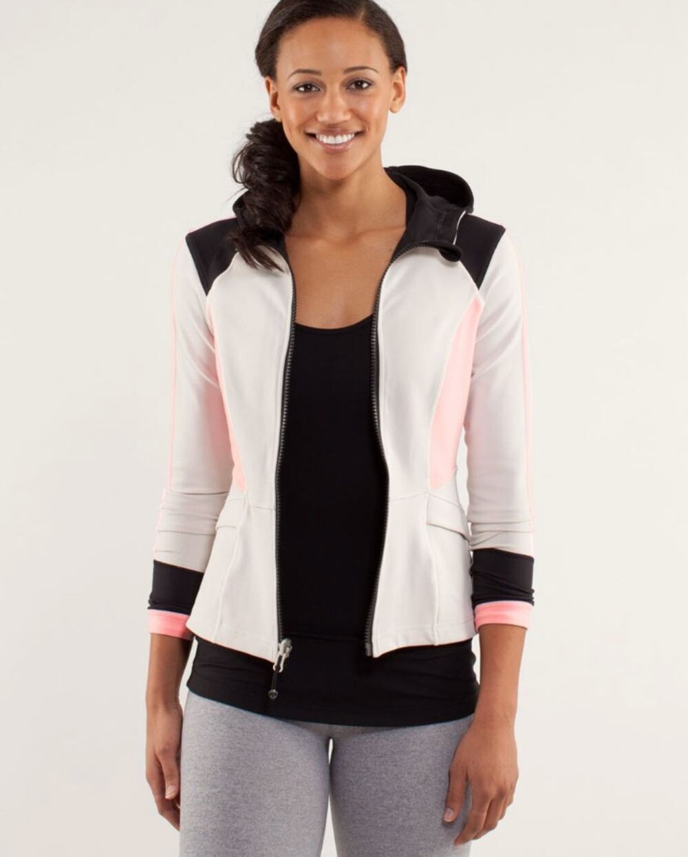 Lululemon Studio Surf Jacket Women's Est. Size 2/4 Cream/Black Colorblock Hooded